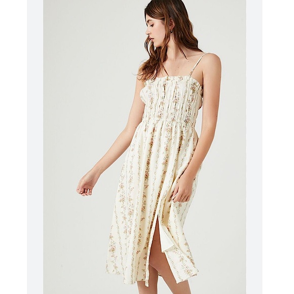 Floral Print Smocked Midi Dress - Picture 2 of 5